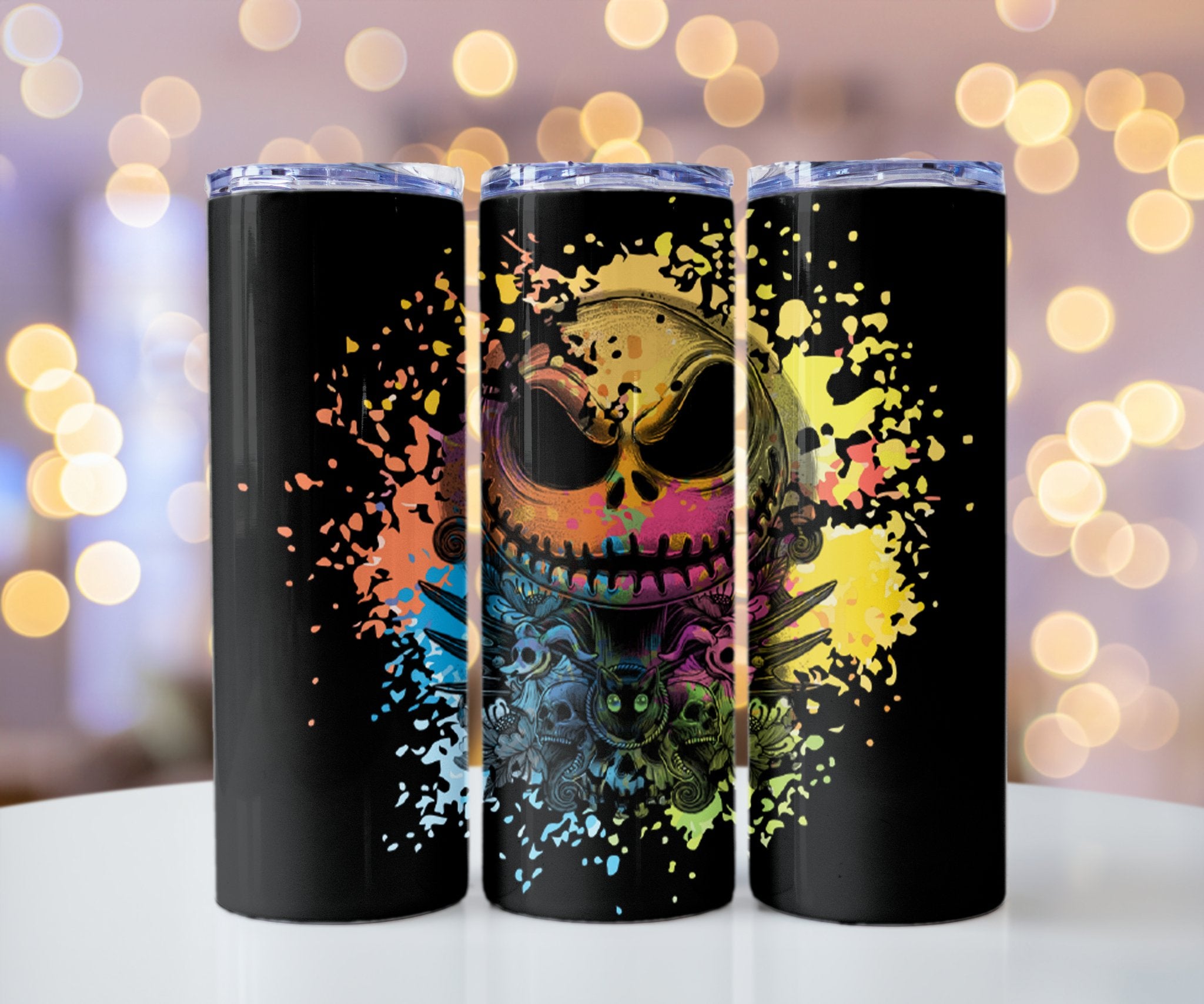 Abstract Artistry: Jack's Paint Splatter Spectacle Tumbler - Rustic Design CO